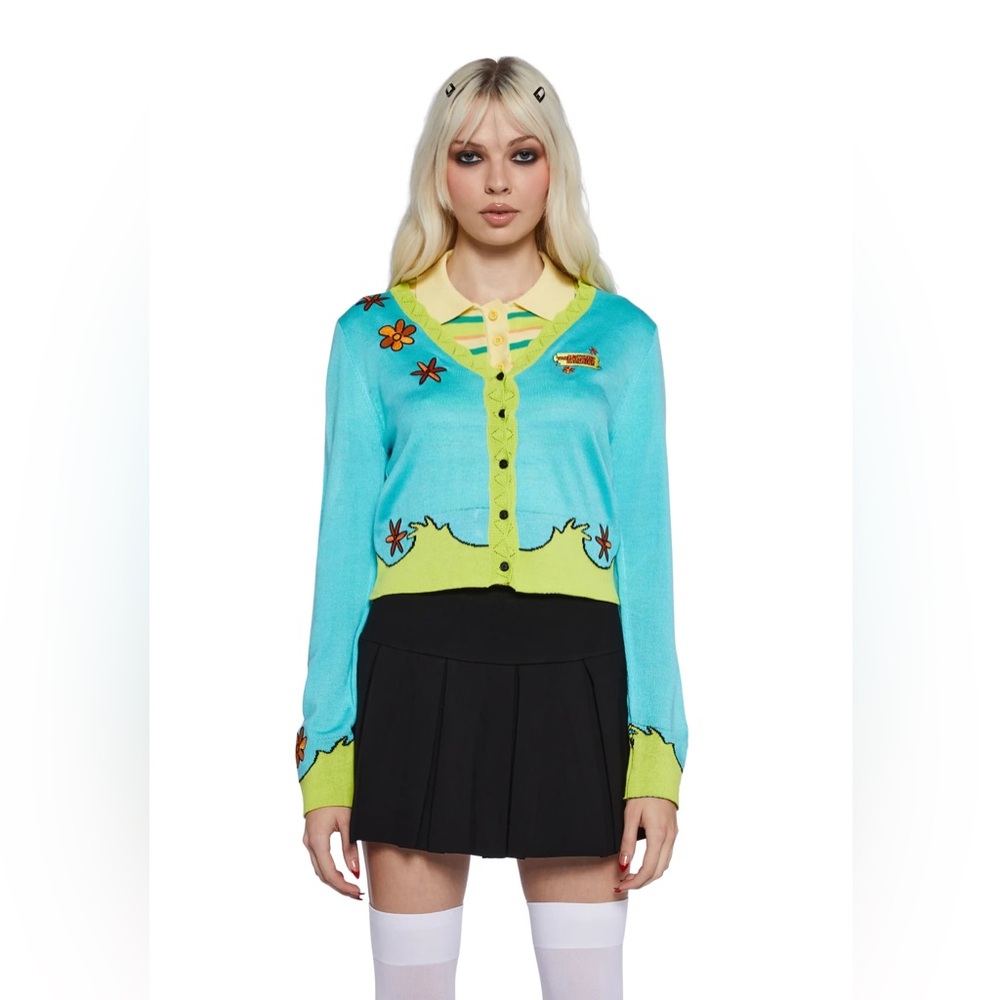 New Dolls Kill Hanna Barbera Mystery Machine Embroider Cardigan Sweater Top XXS - Picture 4 of 11